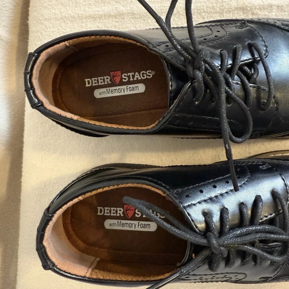 Deer Stags Joel Black Wing Tips‎ 6M Comfort